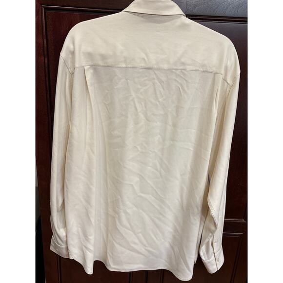 Tommy Bahama Cream 100% Silk Button down Shirt Size Large - Picture 2 of 7